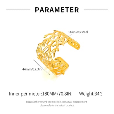 Pulseras de acero inoxidable color dorado para mujer, serie simple, 1 unidad h5 Imagen8