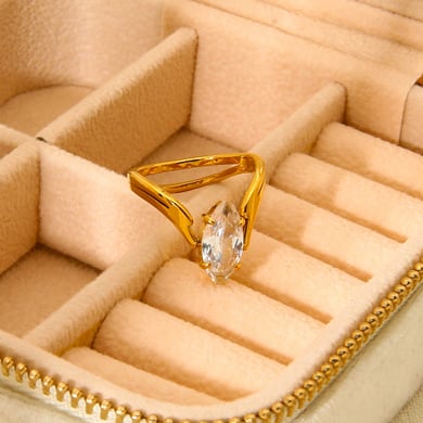 1 Paar Statement-Ringe aus der Romantischen Serie mit elegantem Auge aus Edelstahl in Goldfarbe mit Zirkonia h5 Bild4