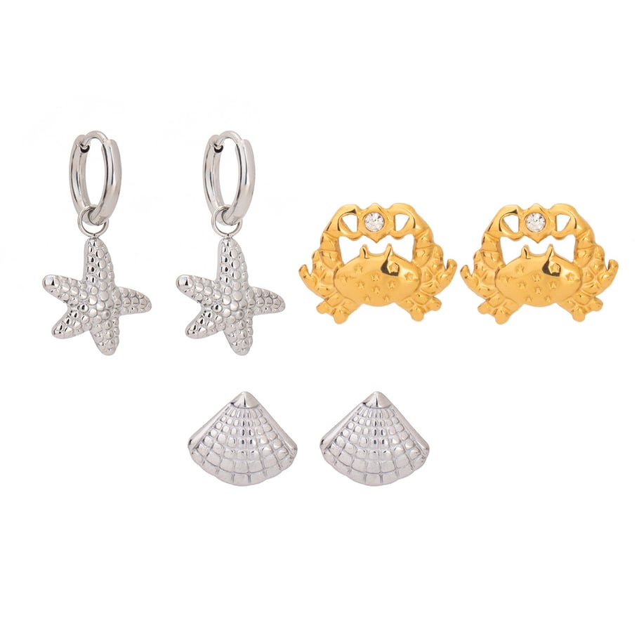 Ins Style Oceanic Edelstahl Gold Farbe Ohrring Sets 