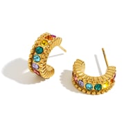 Piccoli orecchini in zircone a forma di C - oro 