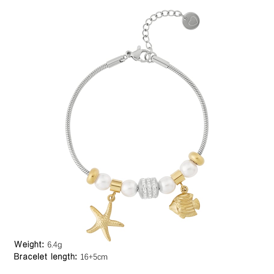 Tropische Fische Zarte Edelstahl Gold Farbe Damen Charm Armbänder Bild2