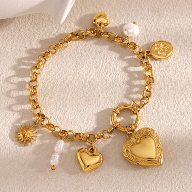 Braccialetti con ciondolo a forma di cuore in acciaio inossidabile, serie classica, da donna, 1 pezzo h5 Immagine4