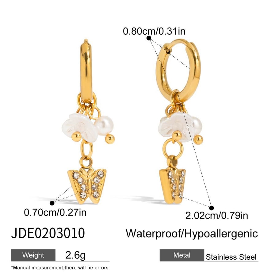 Orecchini pendenti in acciaio inossidabile color oro con fiori romantici Immagine2