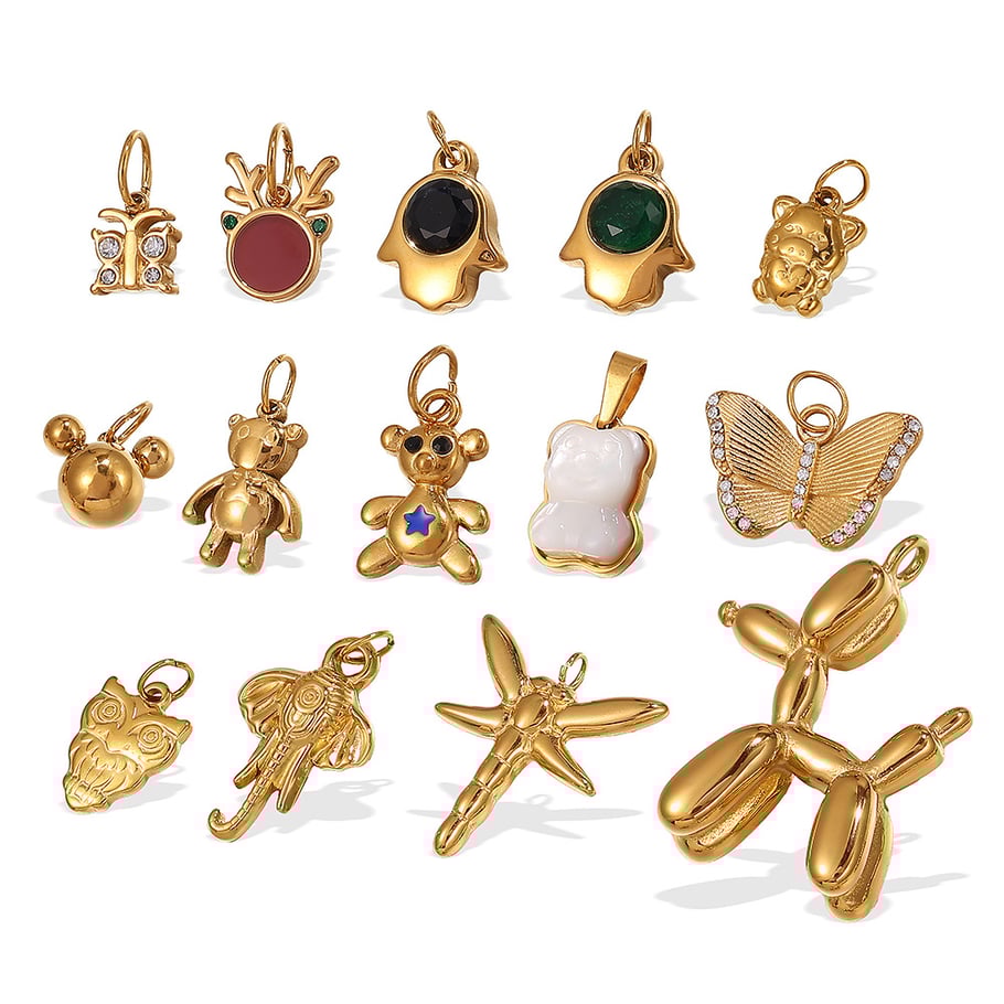 Cute Bear Stainless Steel  Gold Color Pendants Picture5