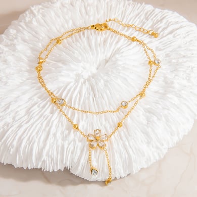 1 Piece Glamorous Flower Stainless Steel Gold Color Women's Anklets h5 Picture3