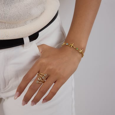 Ins Style Starfish Stainless Steel  Gold Color Charm Bracelets h5 Picture5