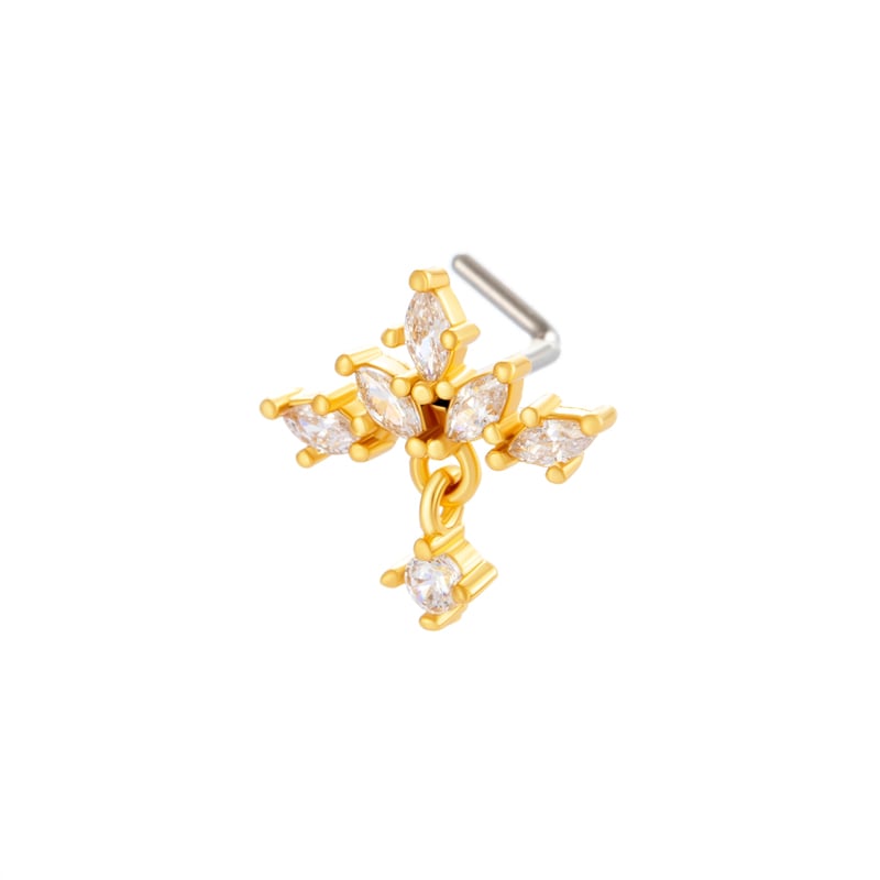 1 pièce de piercing de nez design en cuivre doré et zircon pour femme 