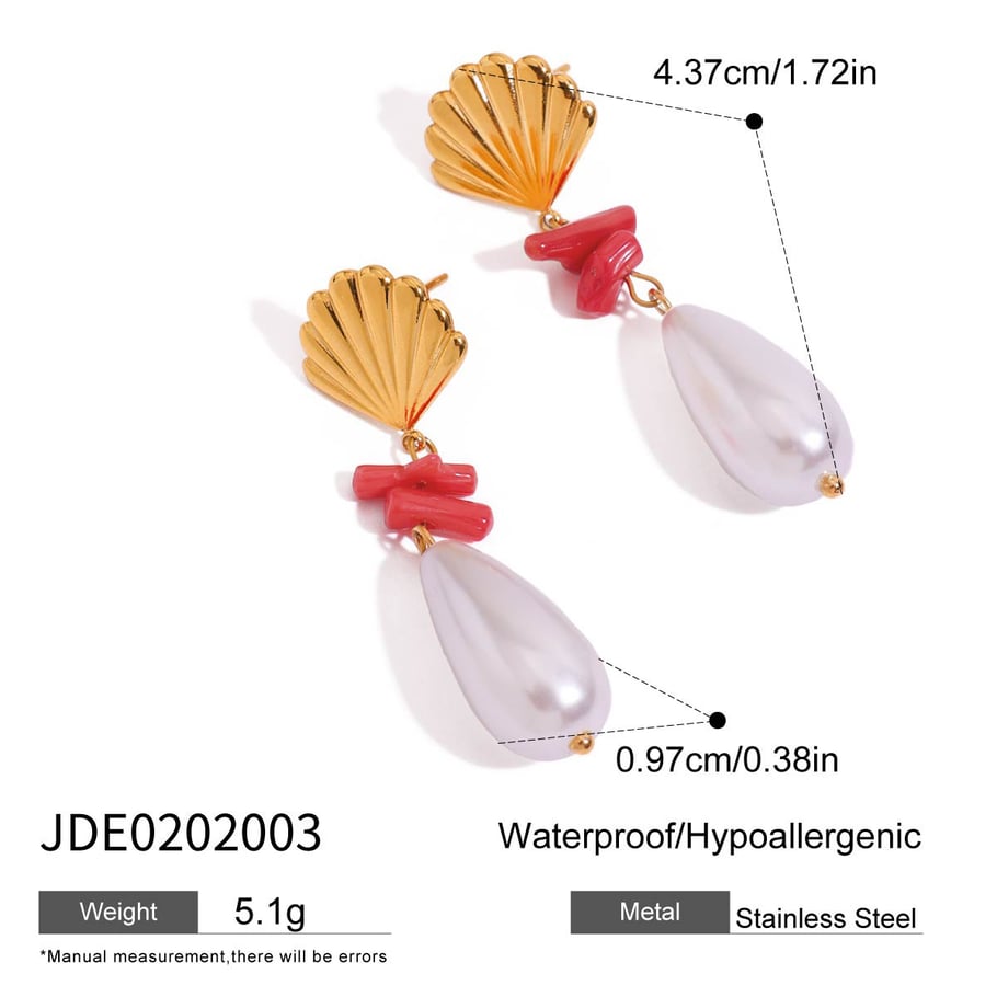 Ins Style Oceanic Stainless Steel Gold Color Drop Earrings Picture2