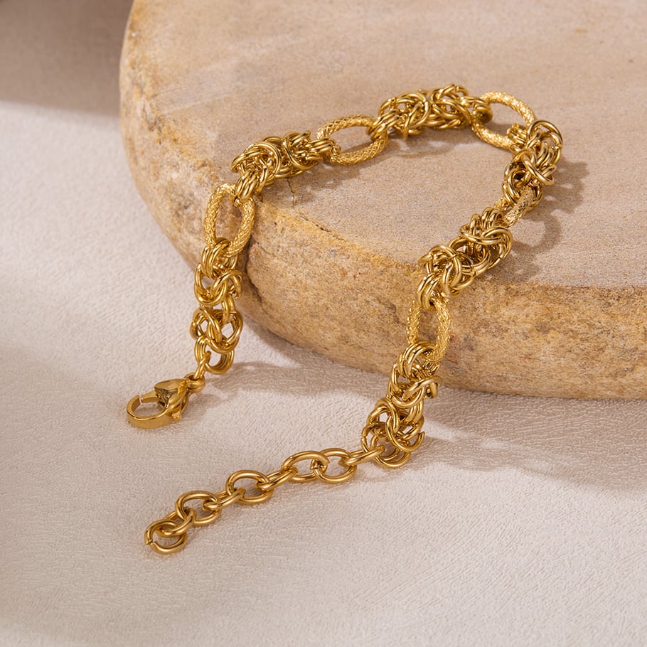 Bracelet chaîne géométrique en acier inoxydable doré pour femme, série simple, 1 pièce Image7