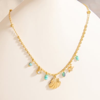 Vacation Shell Stainless Steel Gold Color Women's Pendant Necklaces h5 Picture5