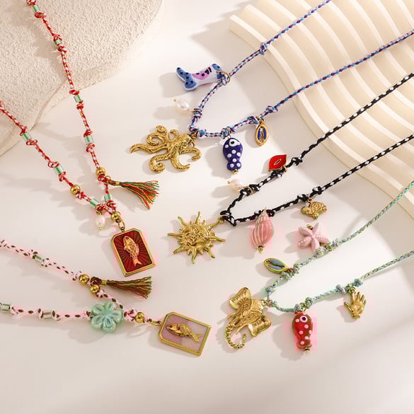 Vacation Beach Gold Marine Organism Women's Pendant Necklaces