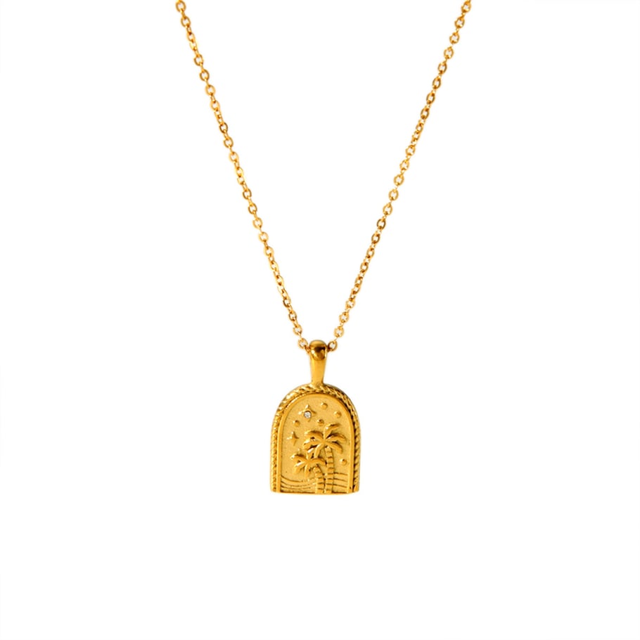 1 Paar Simple Series Tägliche geometrische Edelstahl Gold Farbe Zirkon Unisex Anhänger Halsketten Bild5