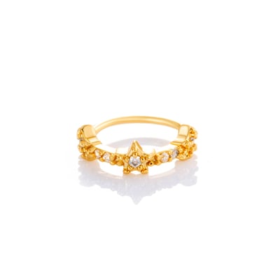 1 Piece Star Copper Gold Color Zircon Women's Nose Stud h5 