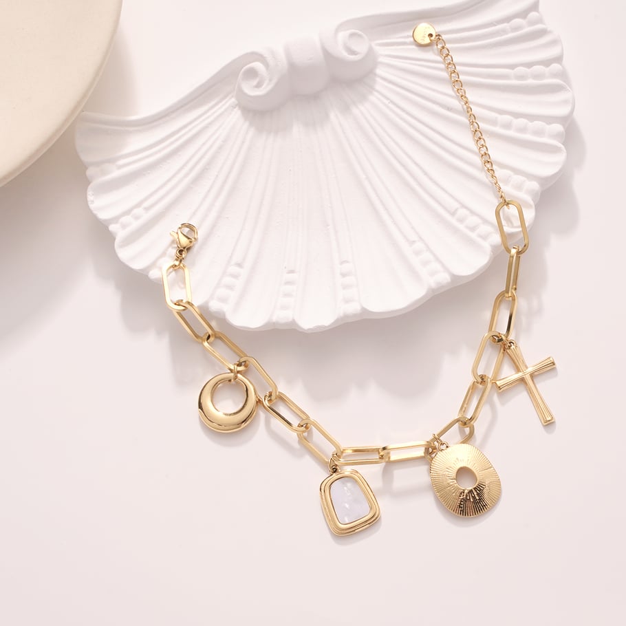 Classic Elegant Geometric Stainless Steel Gold Color Women's Charm Bracelets Picture3