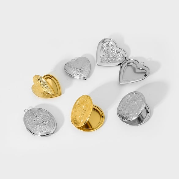1 par de colgantes unisex de acero inoxidable dorados con forma de corazón retro de la serie clásica 2