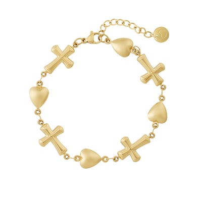 Bracelets à breloques classiques en acier inoxydable doré pour femme avec croix h5 