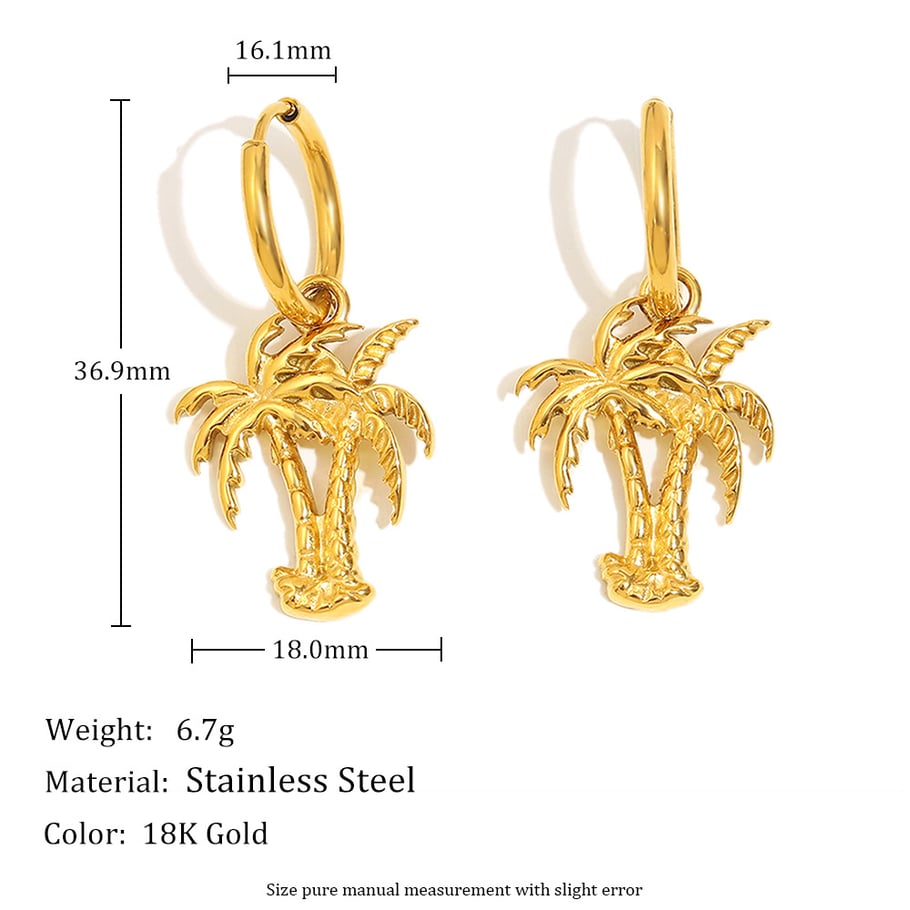 Romantic Series Vacation Plant Stainless Steel Women's Drop Earrings h5Picture2