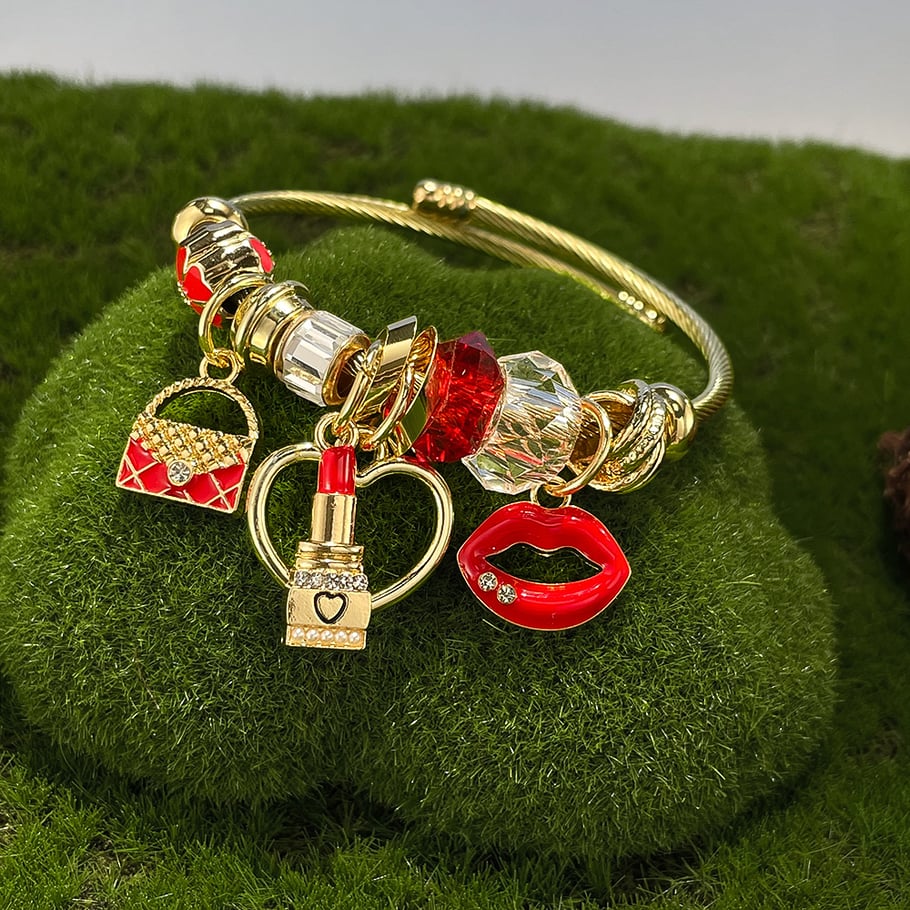 Retro Herz Goldfarbene Manschettenarmbänder Bild4