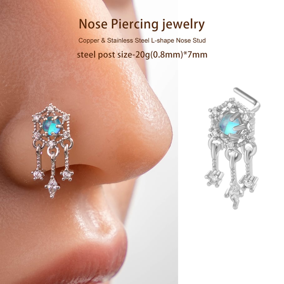 1 pièce de piercing de nez délicat en cuivre doré et zircon pour femme Image6