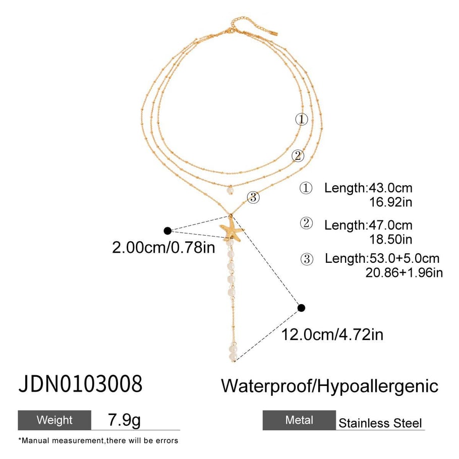 Ins Style Starfish Stainless Steel Gold Color Layered Necklace Picture2