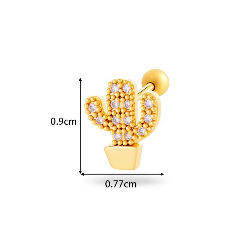 Blume Kupfer Gold Farbe Zirkon Piercings Ohrringe Bild2