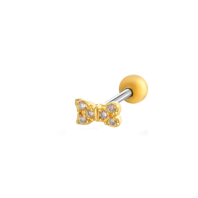 Schleife Knoten Kupfer Gold Farbe Zirkon Piercings Ohrringe 