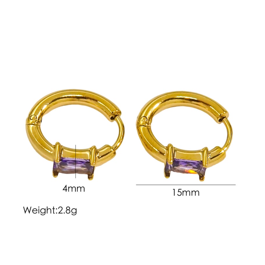 Simple Series Elegant Solid Color Stainless Steel Women's Hoop Earrings