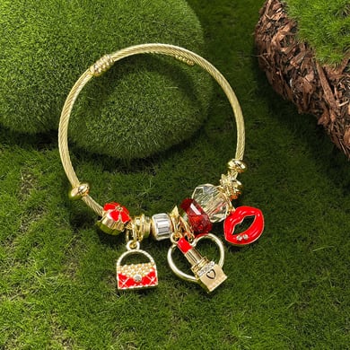 Retro Herz Goldfarbene Manschettenarmbänder h5 Bild3