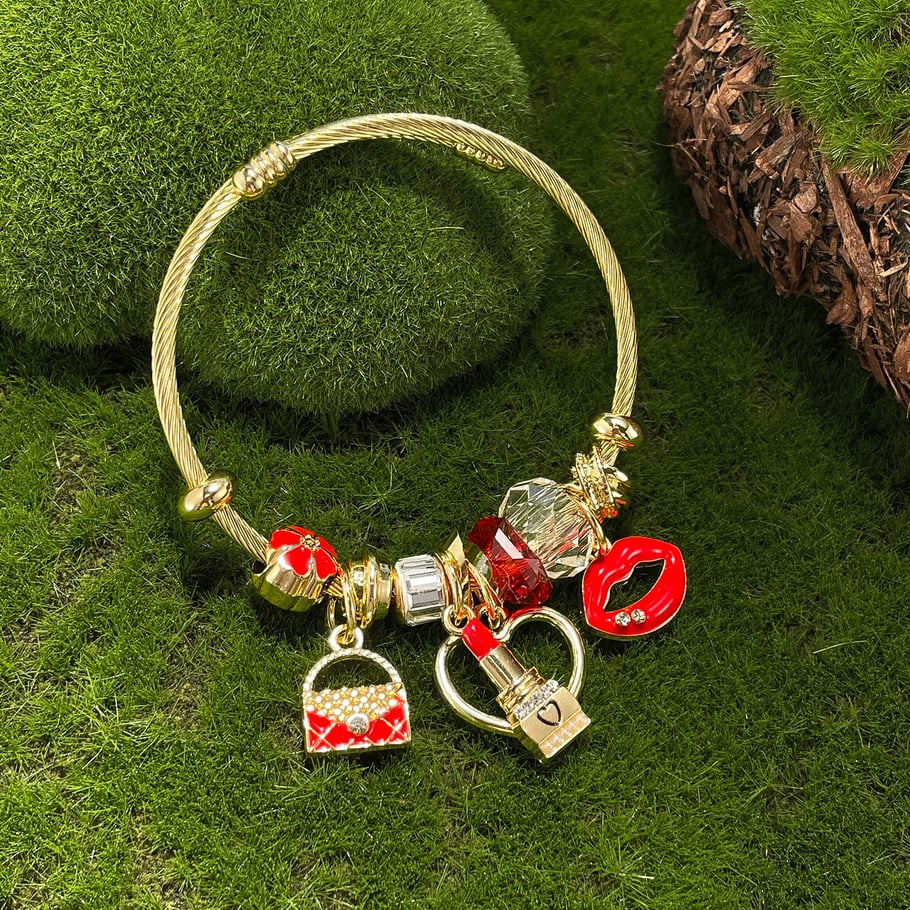 Retro Herz Goldfarbene Manschettenarmbänder Bild3