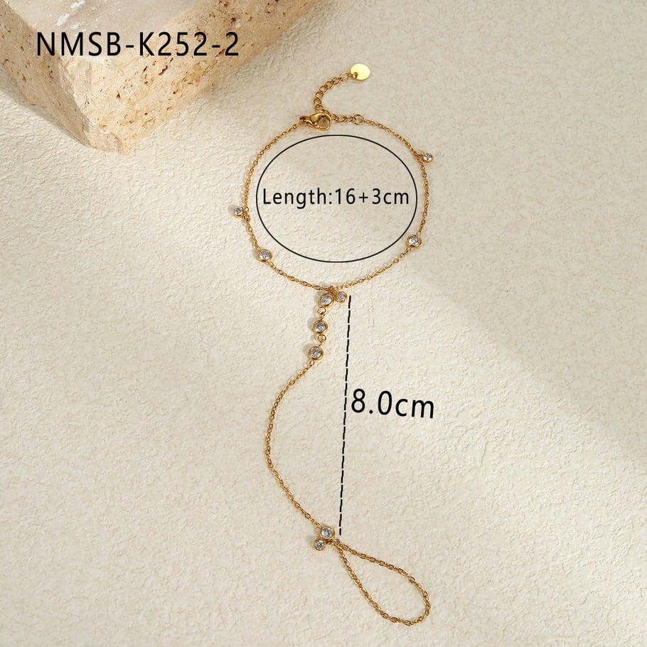 1 Paar einfache Serie elegante Kette Edelstahl Gold Farbe Damen Kettenarmbänder 