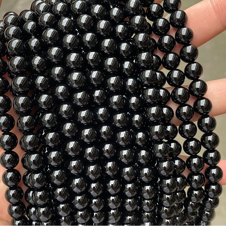 1 String Black Agate Annular Natural Stone Jewelry Beads h5Picture3