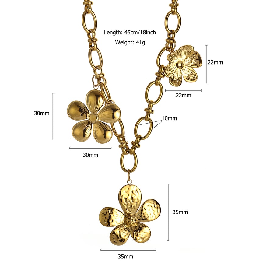 1 Paar luxuriöse Serie elegante Blume Edelstahl Gold Farbe Damen Anhänger Halsketten Bild2