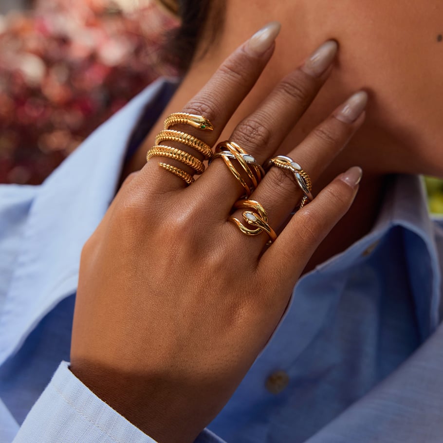 Snake Stainless Steel Gold Color Statement Rings Picture5