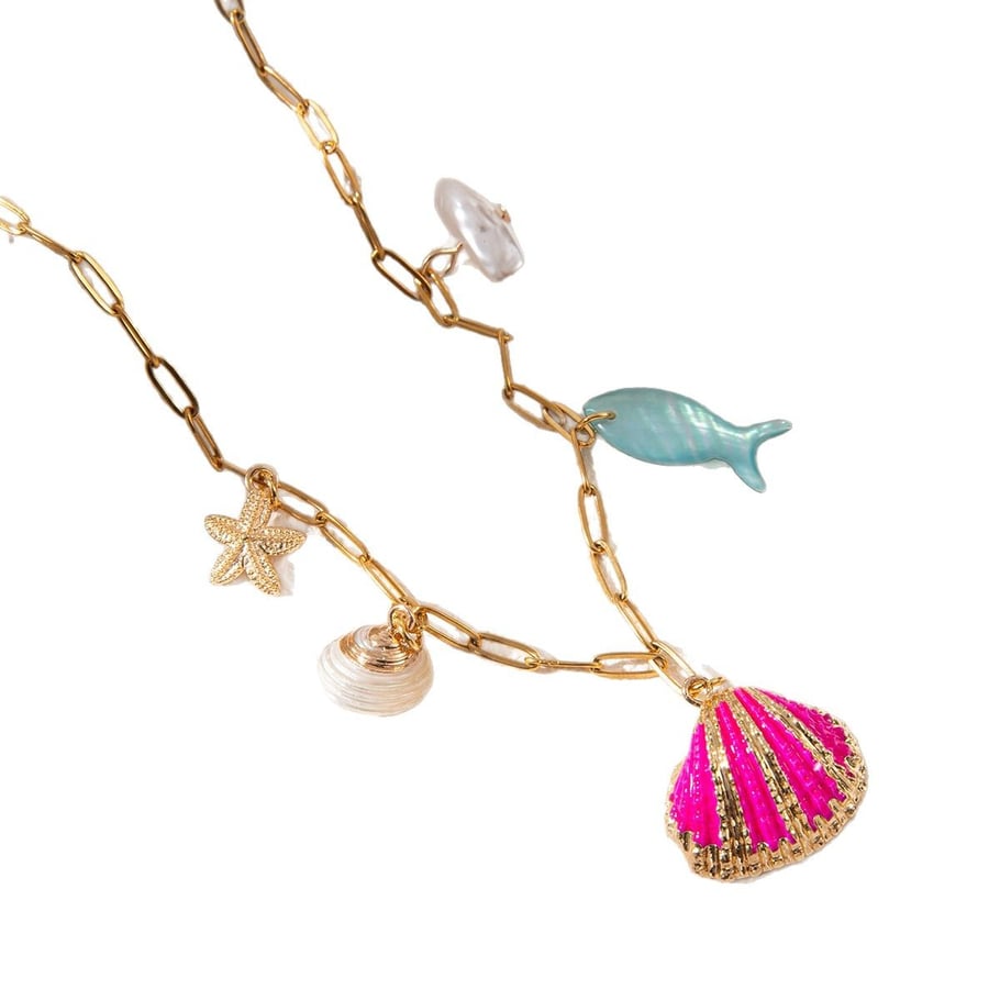 Collana da donna in acciaio inossidabile con ciondolo a conchiglia della serie Ocean Immagine5