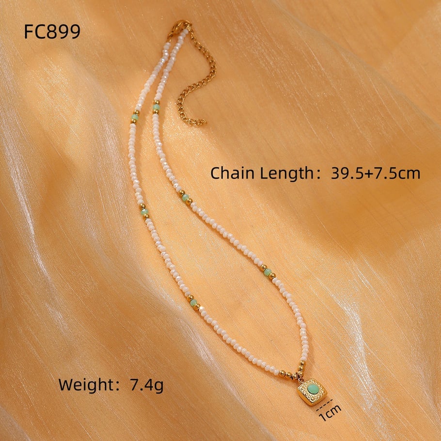 Retro Beaded Heart - shaped Stainless Steel Women's Necklaces Picture4