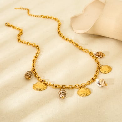 1 Paar Halsketten mit Anhänger „Urlaubsschildkröte“ aus Edelstahl in Goldfarbe für Unisex h5 Bild2