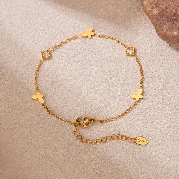 1 Pair Simple Series Daily Animal Stainless Steel   Gold Color  Women's Chain Bracelets