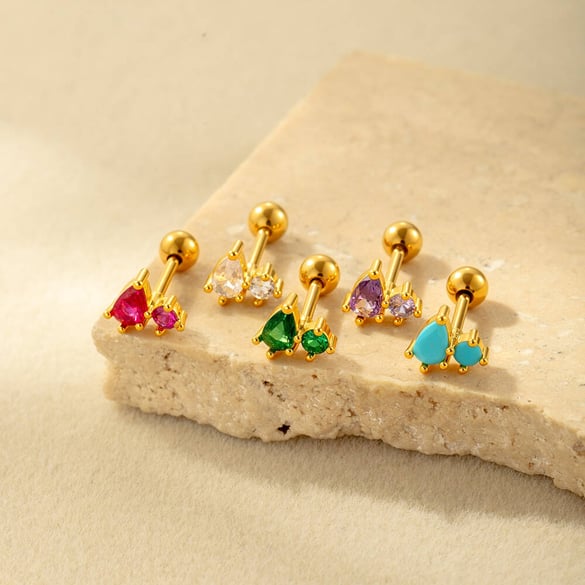 Kupfer Gold Farbe Zirkon Piercings Ohrringe