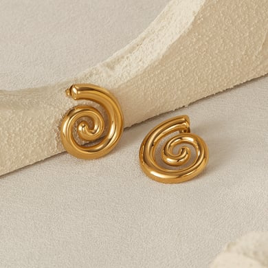 1 par de aretes de botón de acero inoxidable dorados con diseño de tortuga de la serie Simple Daily para mujer h5 Imagen8