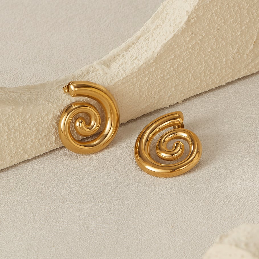 1 par de aretes de botón de acero inoxidable dorados con diseño de tortuga de la serie Simple Daily para mujer Imagen8