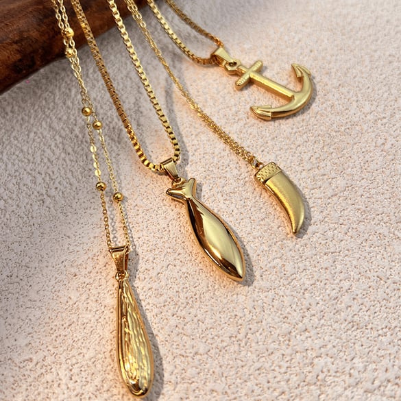 1 Piece Stainless Steel Gold Color Pendant Necklace 2