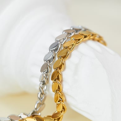 Tägliche geometrische Edelstahl-Kettenarmbänder in Goldfarbe h5 Bild2