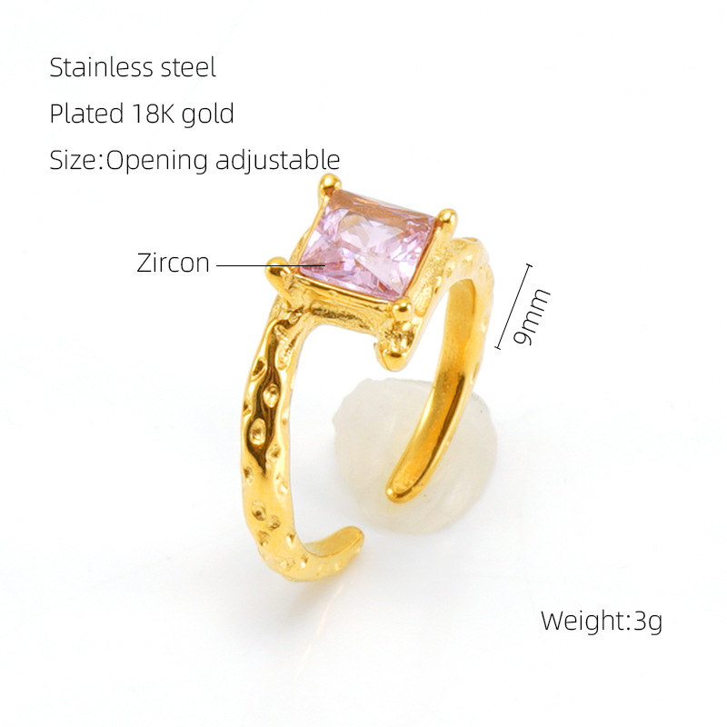 Stainless Steel Gold Color Gemstone Rings Picture2