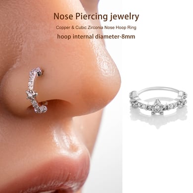 1 Piece Star Copper Gold Color Zircon Women's Nose Stud h5 Picture6