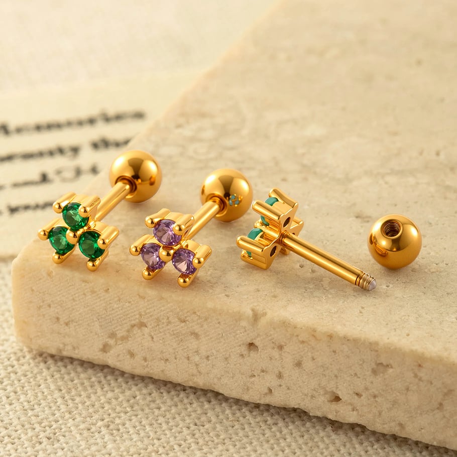 1 Pair Simple Series Simple Geometric Copper   Gold Color  Zircon Women's Piercings Earrings Picture6