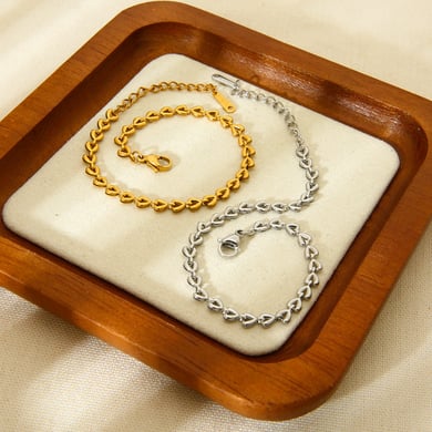 Simple Series Daily Heart Stainless Steel   Gold Color Unisex Chain Bracelets h5 Picture4