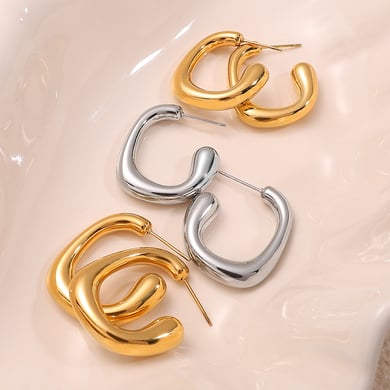 Simple Stainless Steel  Gold Color  Stud Earrings h5 Picture2