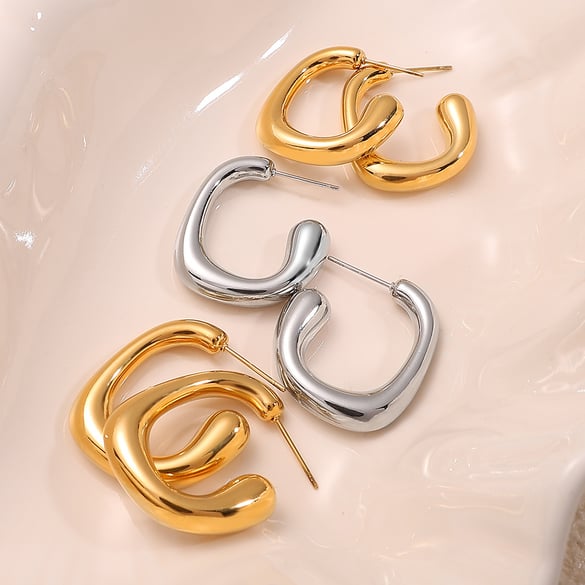 Simple Stainless Steel  Gold Color  Stud Earrings 2