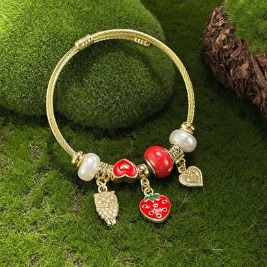Erdbeere Gold Farbe Manschette Armbänder h5 Bild3