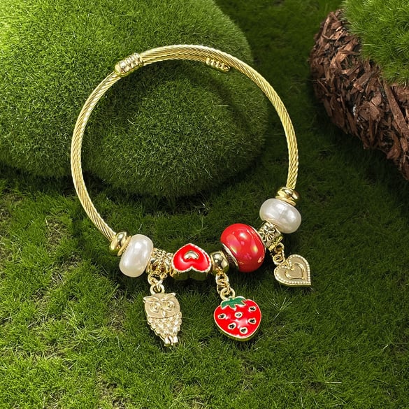 Erdbeere Gold Farbe Manschette Armbänder 2